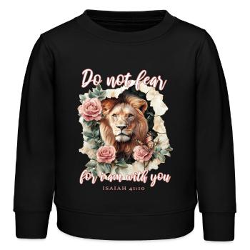 Bibelvers Christlich Löwe - Kinder Organic Sweatshirt Mini Changer von Stanley/Stella - Schwarz - Vorne - AI Model Kid Male (0cm)