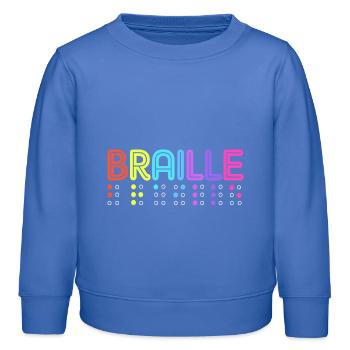 Blindenschrift Braille Blind - Sweat enfant bio Stanley/Stella - carolina blue - Devant - AI Model Kid Female (0cm)