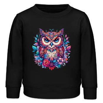 Eule - Kinder Organic Sweatshirt Mini Changer von Stanley/Stella - Schwarz - Vorne - AI Model Kid Male (0cm)