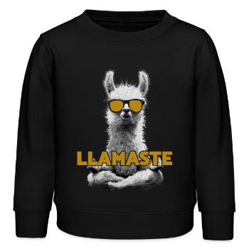 Llamaste – Yoga Lama mit Sonnenbrille - Kinder Organic Sweatshirt Mini Changer von Stanley/Stella - Schwarz - Vorne - AI Model Kid Male (0cm)