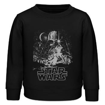 Star Wars Galaxy with Darth Vader Retro - Kids Organic Sweatshirt by Stanley/Stella - black - Front - AI Model Kid Male (0cm)