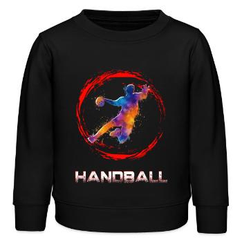 Handball - Kinder Organic Sweatshirt Mini Changer von Stanley/Stella - Schwarz - Vorne - AI Model Kid Male (0cm)