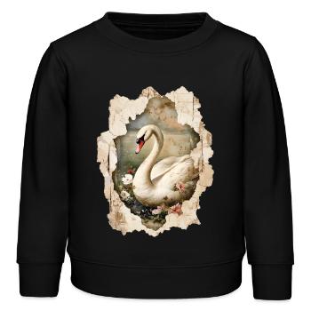 Schwan - Kinder Organic Sweatshirt Mini Changer von Stanley/Stella - Schwarz - Vorne - AI Model Kid Male (0cm)