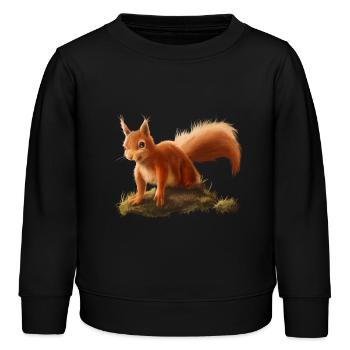 Kleines Eichhörnchen - Kinder Organic Sweatshirt Mini Changer von Stanley/Stella - Schwarz - Vorne - AI Model Kid Male (0cm)