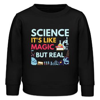 science it's like magic but real - Kids Organic Sweatshirt by Stanley/Stella - black - Front - AI Model Kid Male (0cm)
