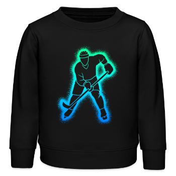 Eishockey Spieler Kinder Herren Eishockeyspieler - Kinder Organic Sweatshirt Mini Changer von Stanley/Stella - Schwarz - Vorne - AI Model Kid Male (0cm)