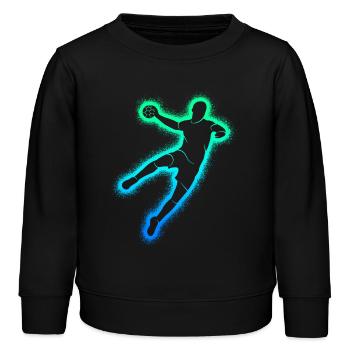 Handballspieler Handballer Kinder Herren Handball - Kinder Organic Sweatshirt Mini Changer von Stanley/Stella - Schwarz - Vorne - AI Model Kid Male (0cm)