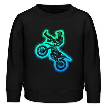 Dirt Biker Motorrad Herren Kinder Motocross Jungen - Kinder Organic Sweatshirt Mini Changer von Stanley/Stella - Schwarz - Vorne - AI Model Kid Male (0cm)
