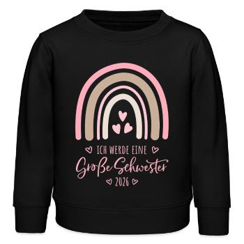 Ich werde eine große Schwester 2026 Regenbogen - Kinder Organic Sweatshirt Mini Changer von Stanley/Stella - Schwarz - Vorne - AI Model Kid Male (0cm)