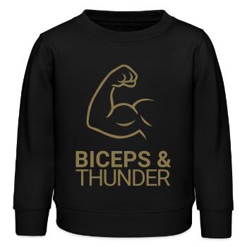 Biceps et tonnerre - Sweat enfant bio Stanley/Stella - noir - Devant - AI Model Kid Male (0cm)