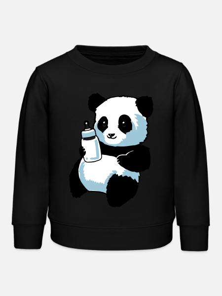Panda Partnershirt - Baby - Kids Organic Sweatshirt by Stanley/Stella - black
