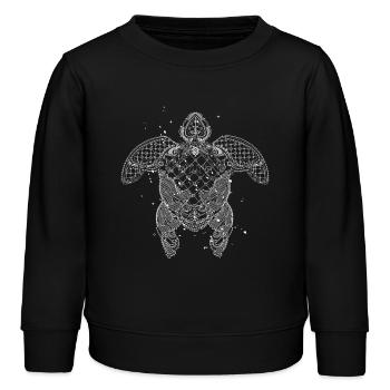 Wasserschildkröte in zarter weißer Spitzen Optik - Kinder Organic Sweatshirt Mini Changer von Stanley/Stella - Schwarz - Vorne - AI Model Kid Male (0cm)