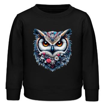Eule - Kinder Organic Sweatshirt Mini Changer von Stanley/Stella - Schwarz - Vorne - AI Model Kid Male (0cm)