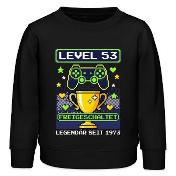 1973 Niveau 53 Débloqué Joueur Anniversaire Vintage - Sweat enfant bio Stanley/Stella - noir - Devant - AI Model Kid Male (0cm)