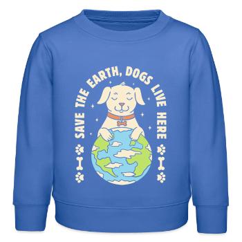 Sauvez la Terre Les chiens vivent ici - Sweat enfant bio Stanley/Stella - carolina blue - Devant - AI Model Kid Female (0cm)