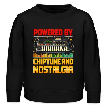 Powered by Chiptune | Retro nostalgia - Kids Organic Sweatshirt by Stanley/Stella - black - Front - AI Model Kid Male (0cm)