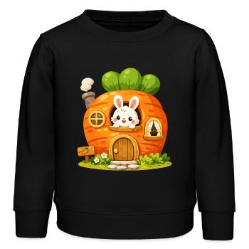 La Maison de la Carotte avec le Lapin - Sweat enfant bio Stanley/Stella - noir - Devant - AI Model Kid Male (0cm)