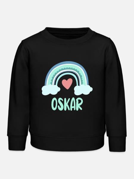 Oskar Name Regenbogen Baby - Kinder Organic Sweatshirt Mini Changer von Stanley/Stella - Schwarz
