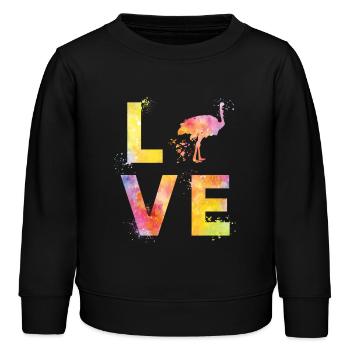 Strauß Vogel Straußenvogel Liebe - Kinder Organic Sweatshirt Mini Changer von Stanley/Stella - Schwarz - Vorne - AI Model Kid Male (0cm)