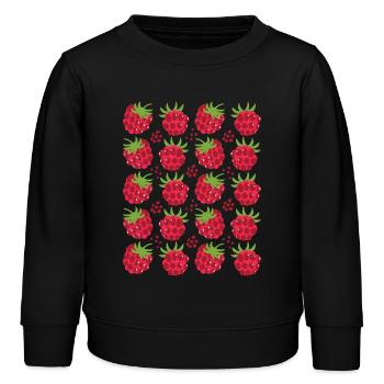 Raspberry Berries Fruit Pattern - Kids Organic Sweatshirt by Stanley/Stella - black - Front - AI Model Kid Male (0cm)