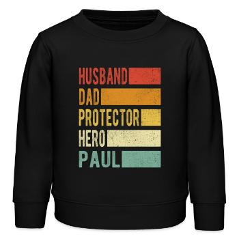 Paul Nom papa cadeau - Sweat enfant bio Stanley/Stella - noir - Devant - AI Model Kid Male (0cm)