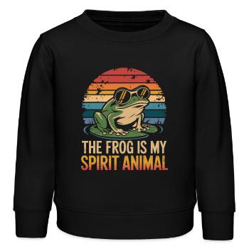 Frosch The Frog Is My Spirit Animal - Kinder Organic Sweatshirt Mini Changer von Stanley/Stella - Schwarz - Vorne - AI Model Kid Male (0cm)