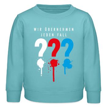 Die Drei ??? Wir übernehmen jeden Fall - Kinder Organic Sweatshirt Mini Changer von Stanley/Stella - Pastelltürkis - Vorne - AI Model Kid Female (0cm)