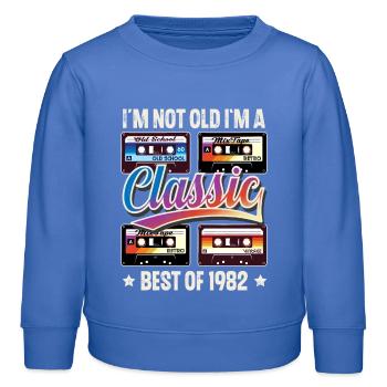 1982 Geburtsjahr Geburtstag Kassette Vintage - Kinder Organic Sweatshirt Mini Changer von Stanley/Stella - carolina Blue - Vorne - AI Model Kid Female (0cm)