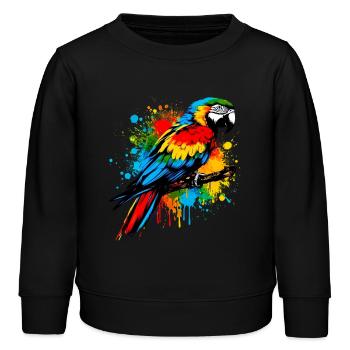 Papagei - Kinder Organic Sweatshirt Mini Changer von Stanley/Stella - Schwarz - Vorne - AI Model Kid Male (0cm)
