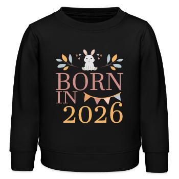 Baby Geboren in 2026 Born in 2026 Süßer Hase - Kinder Organic Sweatshirt Mini Changer von Stanley/Stella - Schwarz - Vorne - AI Model Kid Male (0cm)