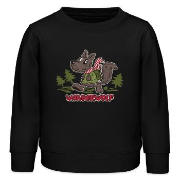 Wanderwolf - Kinder Organic Sweatshirt Mini Changer von Stanley/Stella - Schwarz - Vorne - AI Model Kid Male (0cm)