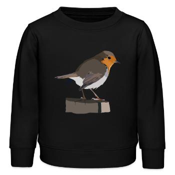 Rotkehlchen - Kinder Organic Sweatshirt Mini Changer von Stanley/Stella - Schwarz - Vorne - AI Model Kid Male (0cm)