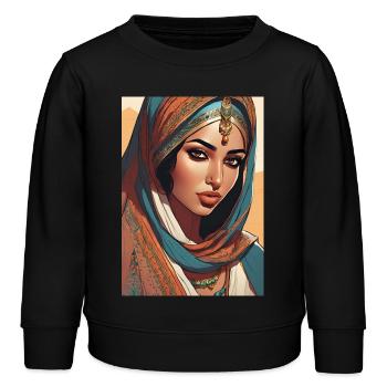Indische schöne Frau - Kinder Organic Sweatshirt Mini Changer von Stanley/Stella - Schwarz - Vorne - AI Model Kid Male (0cm)