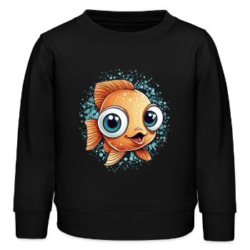 Petit poisson sucré - Sweat enfant bio Stanley/Stella - noir - Devant - AI Model Kid Male (0cm)