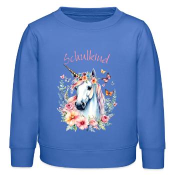 Unicorn with Flowers Butterflies - School Child 2026 - Kids Organic Sweatshirt by Stanley/Stella - carolina blue - Front - AI Model Kid Female (0cm)