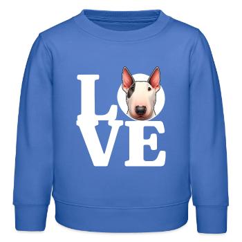 J’ADORE Bull Terrier Chien Amateur Drôle - Sweat enfant bio Stanley/Stella - carolina blue - Devant - AI Model Kid Female (0cm)