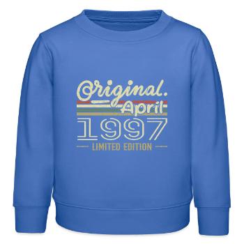 April 1997 Geschenk zum 28-jährigen Jubiläum April 1997 - Kinder Organic Sweatshirt Mini Changer von Stanley/Stella - carolina Blue - Vorne - AI Model Kid Female (0cm)
