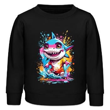Shark - Kids Organic Sweatshirt by Stanley/Stella - black - Front - AI Model Kid Male (0cm)