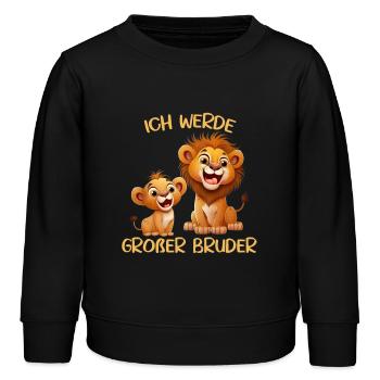 Ich werde großer Bruder zwei Löwen Baby Löwe - Kinder Organic Sweatshirt Mini Changer von Stanley/Stella - Schwarz - Vorne - AI Model Kid Male (0cm)