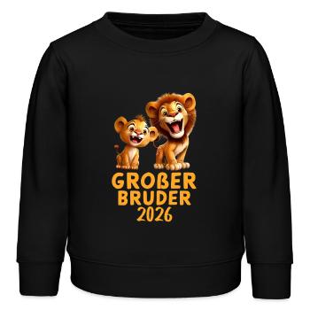 Großer Bruder 2026 Löwe Schwangerschaft verkünden - Kinder Organic Sweatshirt Mini Changer von Stanley/Stella - Schwarz - Vorne - AI Model Kid Male (0cm)