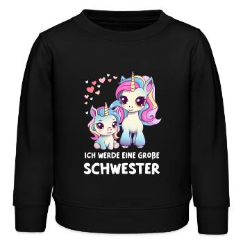 Ich werde große Schwester süße Einhörner Einhorn - Kinder Organic Sweatshirt Mini Changer von Stanley/Stella - Schwarz - Vorne - AI Model Kid Male (0cm)