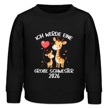 Große Schwester 2026 Giraffen Geschenk Giraffe süß - Kinder Organic Sweatshirt Mini Changer von Stanley/Stella - Schwarz - Vorne - AI Model Kid Male (0cm)