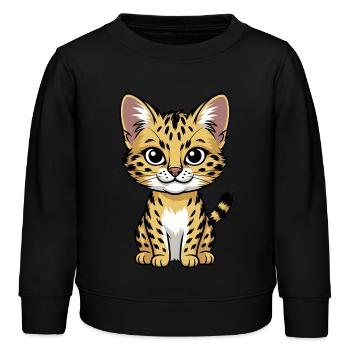 Serval - Kinder Organic Sweatshirt Mini Changer von Stanley/Stella - Schwarz - Vorne - AI Model Kid Male (0cm)