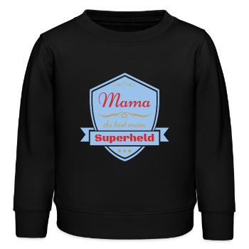 Mama Superheld - Kinder Organic Sweatshirt Mini Changer von Stanley/Stella - Schwarz - Vorne - AI Model Kid Male (0cm)
