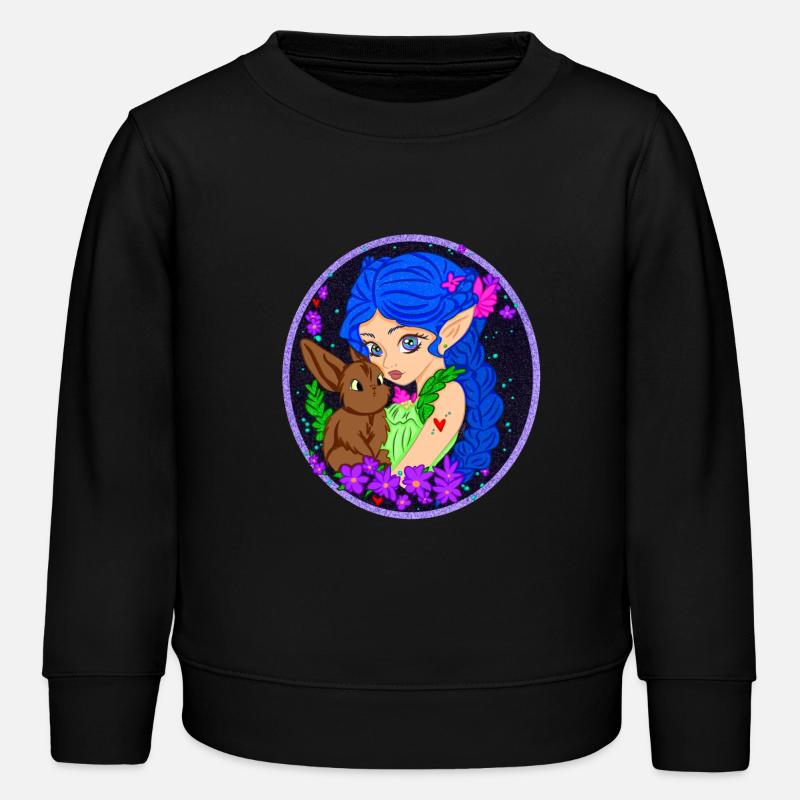 Elfe avec Lapin - Sweat enfant bio Stanley/Stella - noir