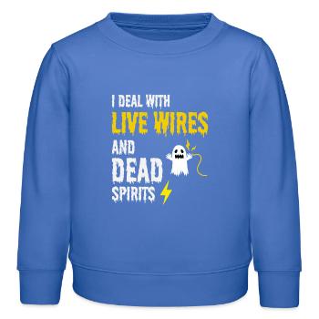 électricien Halloween humour fils en direct fantôme mort - Sweat enfant bio Stanley/Stella - carolina blue - Devant - AI Model Kid Female (0cm)