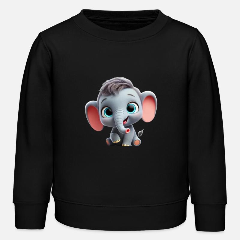 Pixar-Style Cartoon Elephant - Kinder Organic Sweatshirt Mini Changer von Stanley/Stella - Schwarz