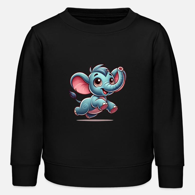 Cartoon Elephant - Kinder Organic Sweatshirt Mini Changer von Stanley/Stella - Schwarz