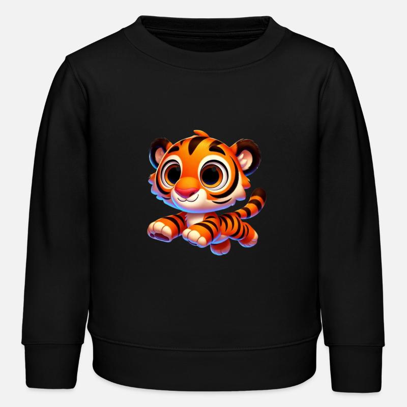 Pixar-Style Cartoon Tiger - Kinder Organic Sweatshirt Mini Changer von Stanley/Stella - Schwarz