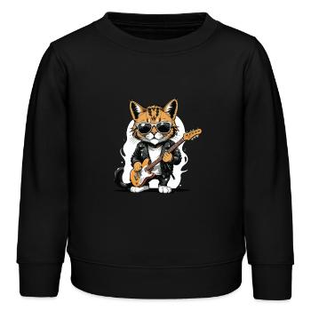 Cat Rocker Cat HardRock Gift - Sweat enfant bio Stanley/Stella - noir - Devant - AI Model Kid Male (0cm)